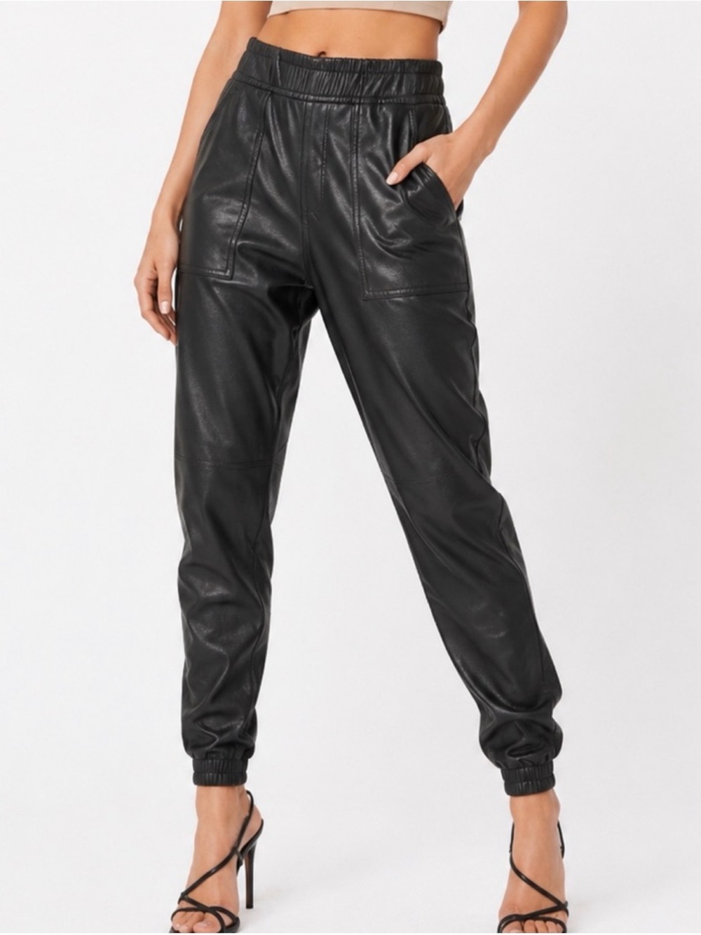 Spanx size medium Black Faux Leather Jogger Pants - Women